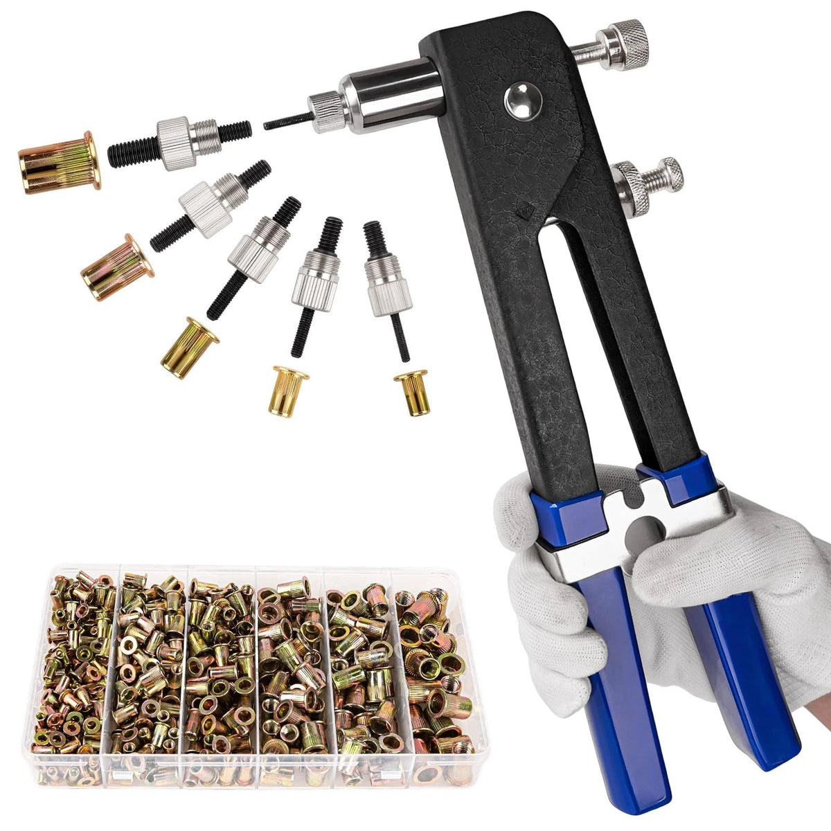 430Pcs Rivet Nut Tool Kit, Metric Rivnuts Assortment Kit (M8/M6/M5/M4/M3), Rivnu