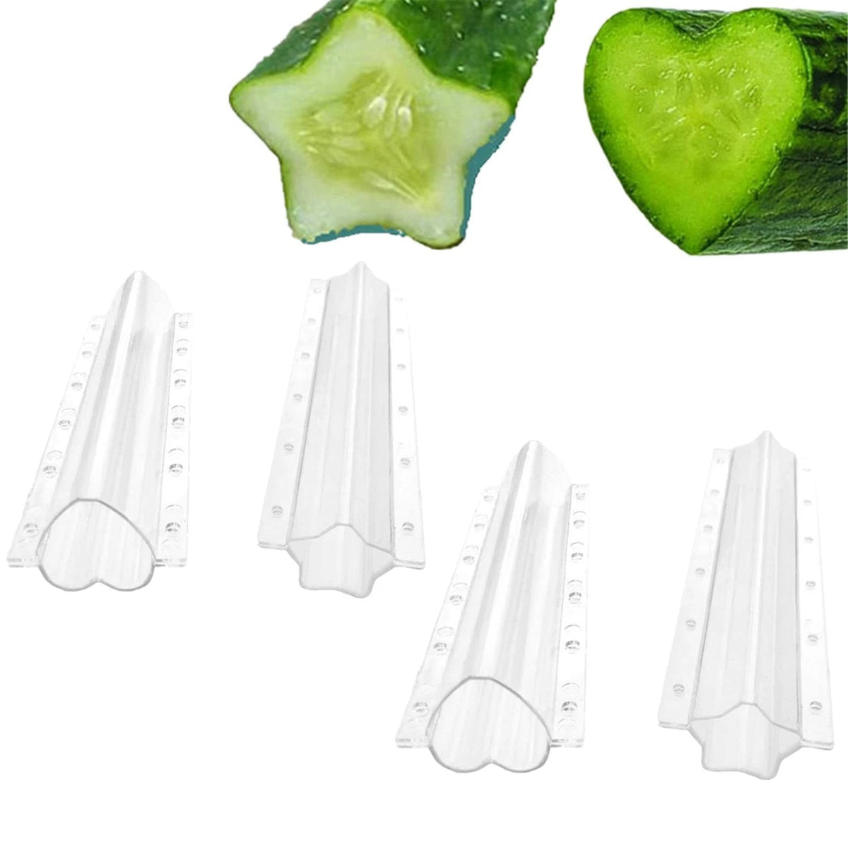 4Pcs Cucumber Styling Growth Mold Plastic Heart Shaped Five-Pointed Star Transpa