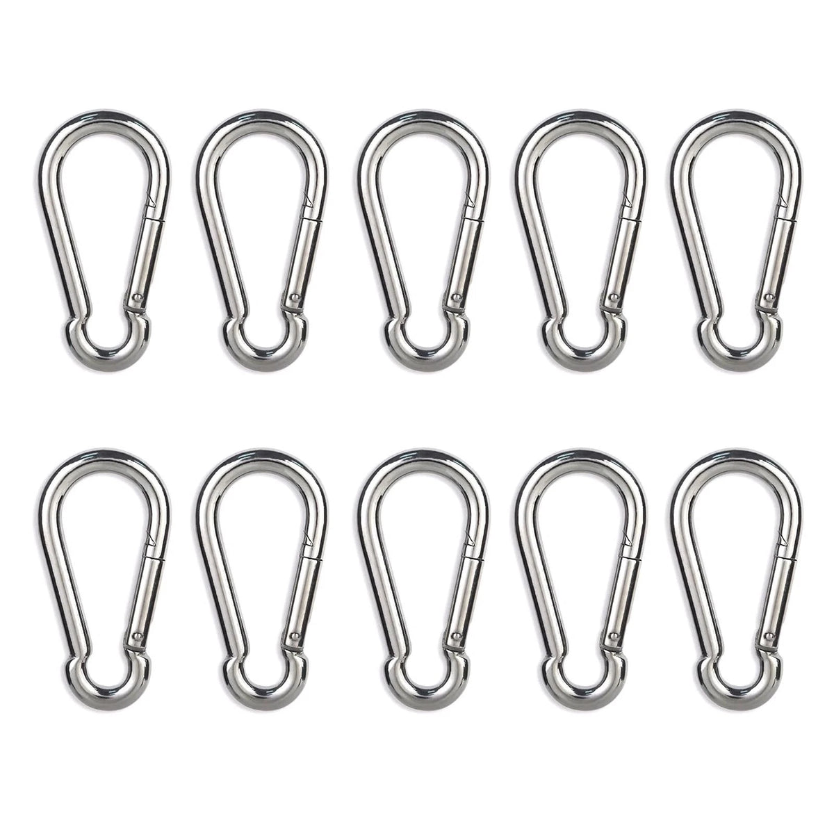10 PCS Stainless Steel Carabiners Spring Snap Hooks Heavy Duty Keychain Clip NEW