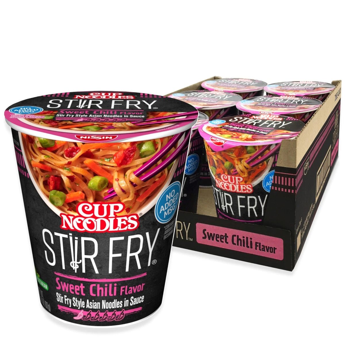 Cup Noodles Stir Fry Noodles in Sauce, Sweet Chili, 2.89 Ounce (Pack of 6)