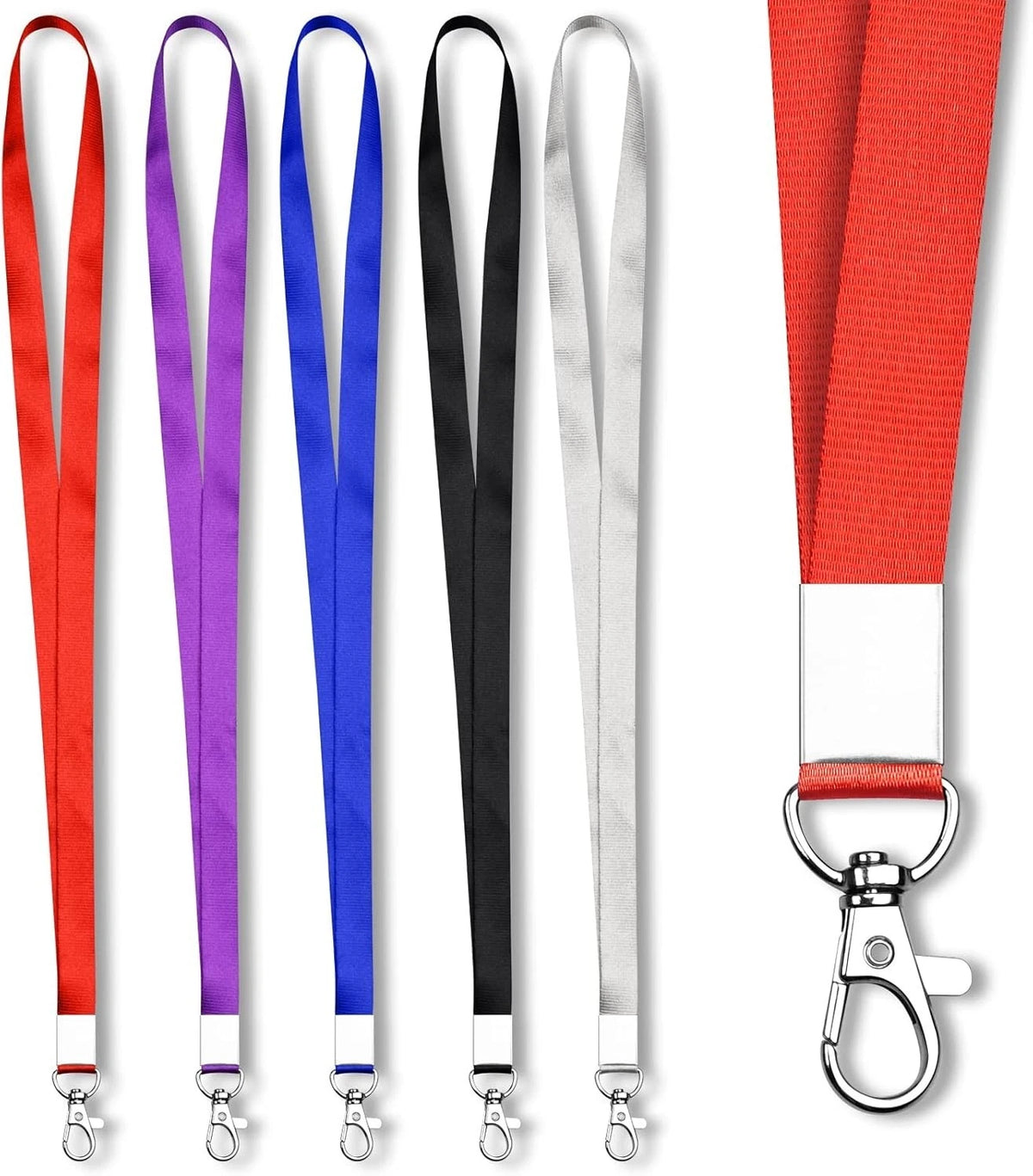 5 Pack Clip - on Key Lanyard ID Badge Holder 45cm*1.52cm, 5pcs Mixed Colors-02