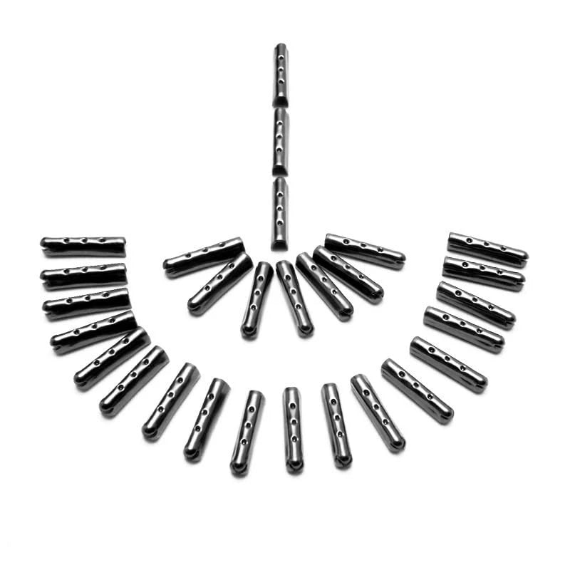 50 Pcs Black Aglets for Shoelaces, Shoe Lace Ends Tips, Metal Paracord Hoodies S