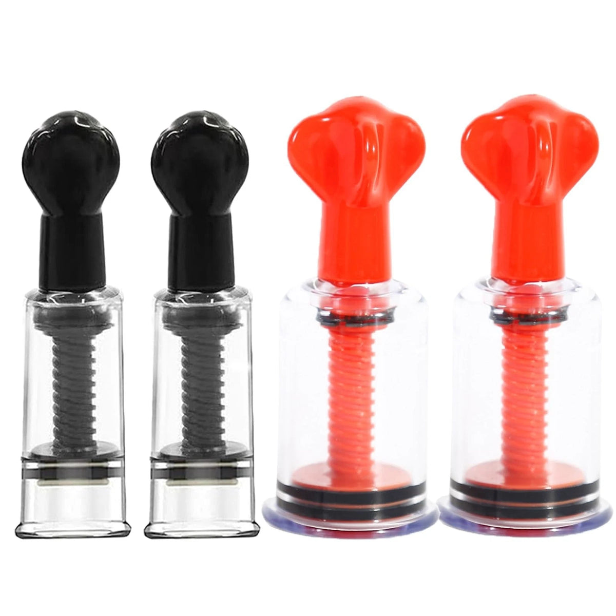 Jesakmie 4pcs 2Size Red White Nipplesuckers for Flat Inverted Red+white