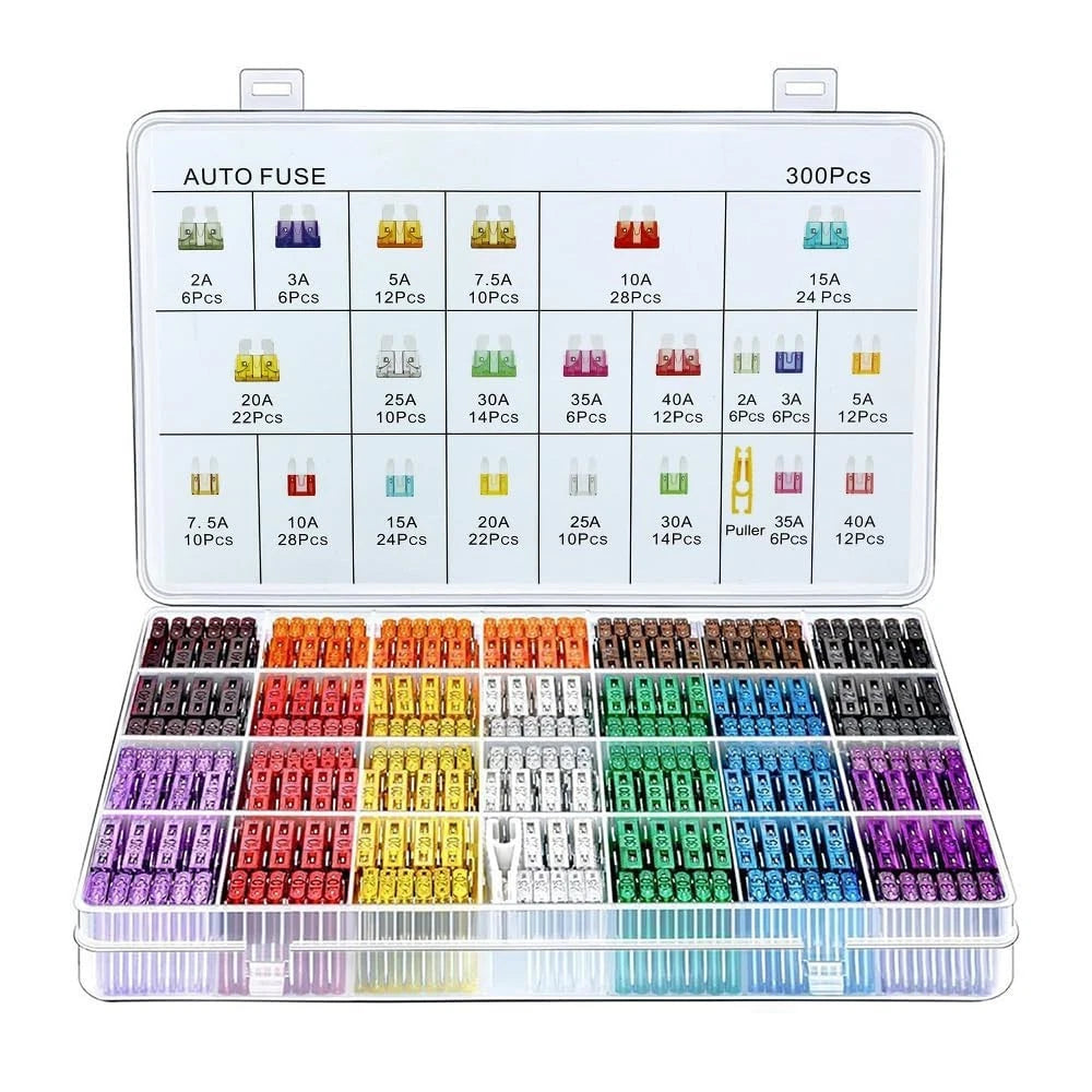 300Pcs Car Fuse Assortment Kit, 160 Mini Blade Fuses Automotive + 90 Standard Au