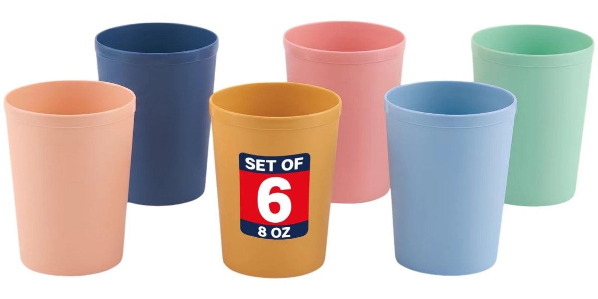 6 Pcs. Small Reusable Cups –8 oz Unbreakable Drinking Glasses -Toddler Cups