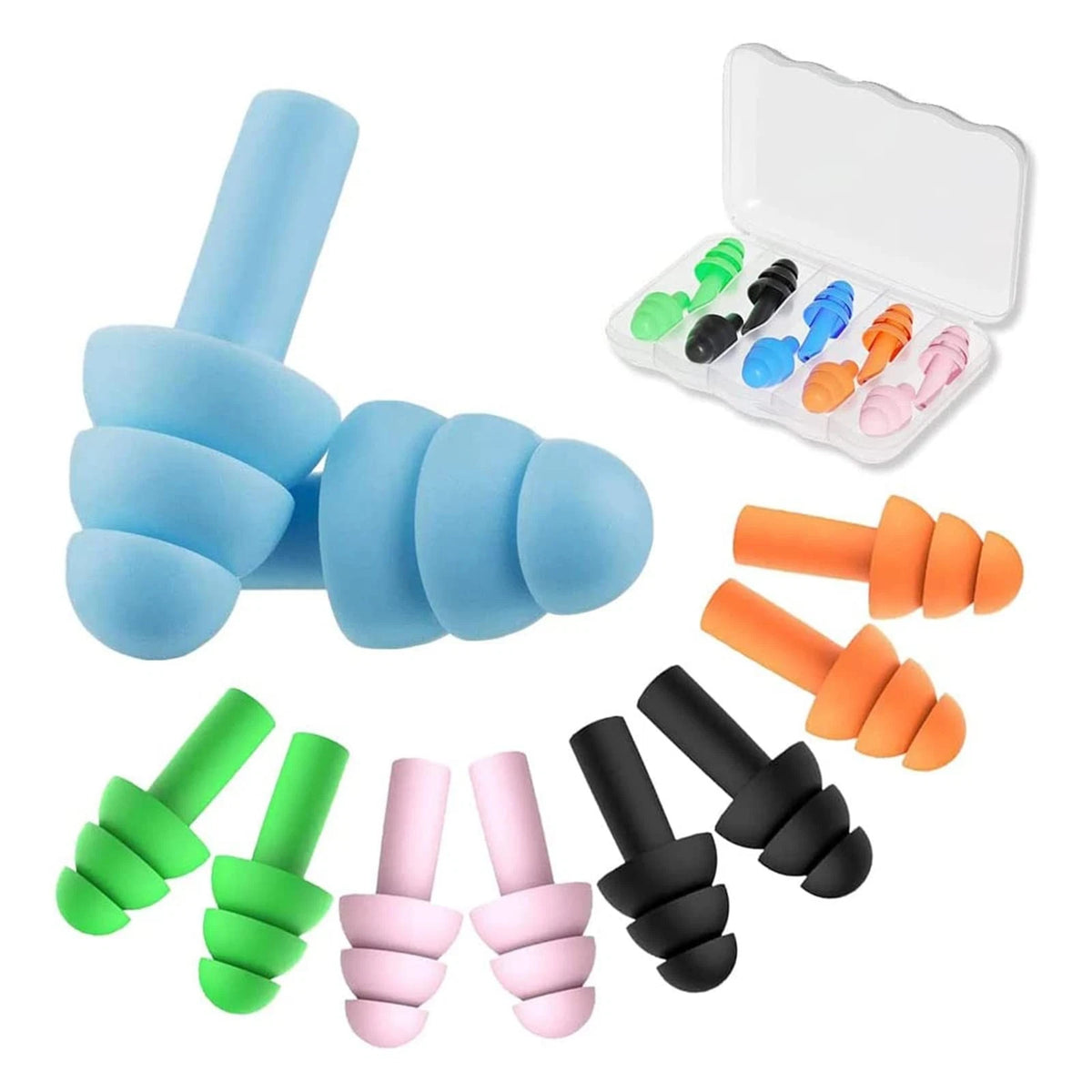 5 Pairs Sleep Earplugs,Silicone Ear Plugs for Sleeping Noise Cancelling,Soft Reu