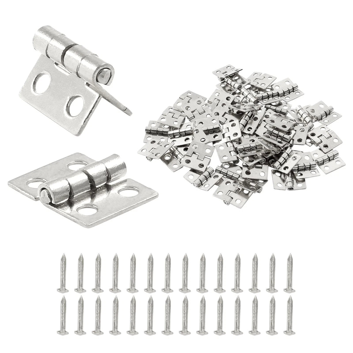 Murtenze 50PCS Silver Mini Brass Hinges for Decoration, 10 X 8Mm Tiny Hinges wit