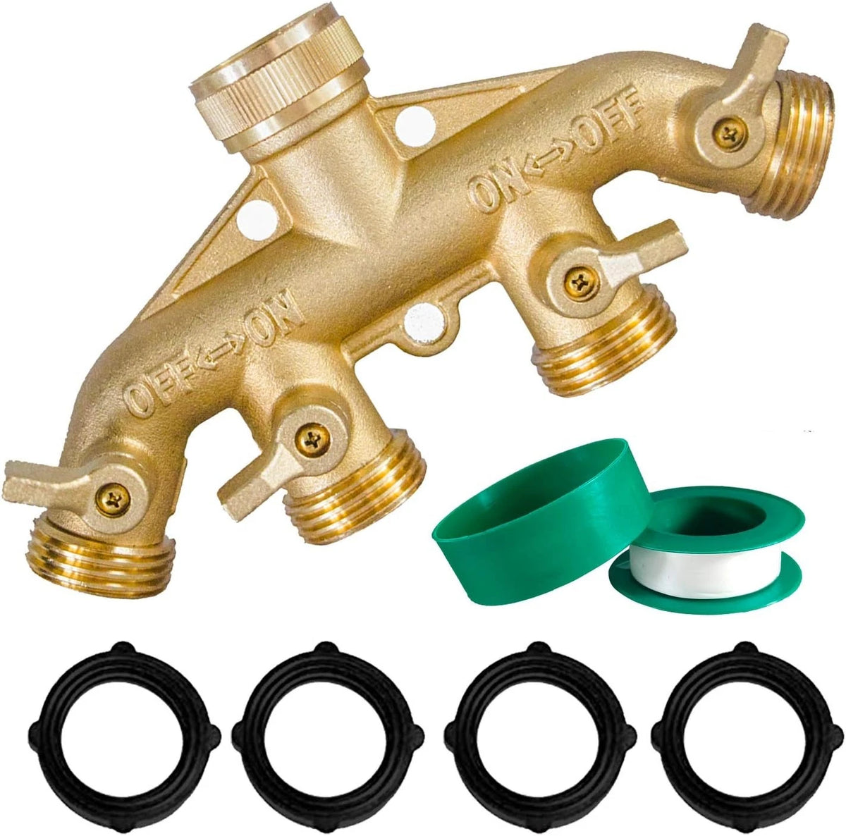 Brass Garden Hose Splitter , Solid Brass Hose Connector 3/4