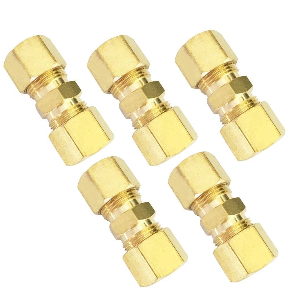Brass Compression Tube Fitting, Union, 1/4