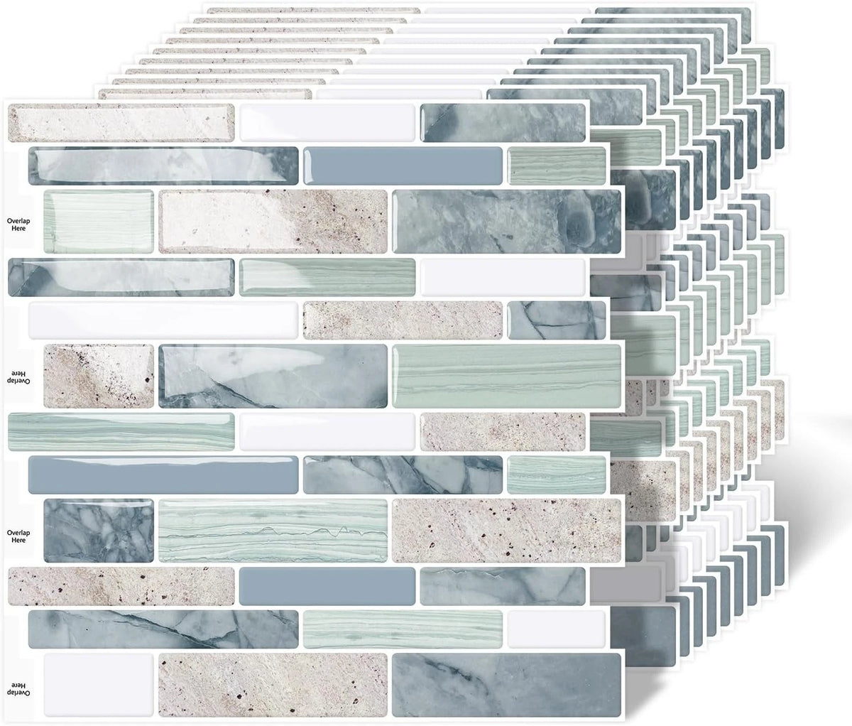 10 Sheet Peel and Stick Backsplash Tiles, 12 X 12 Inch Sage Green Self Adhesive