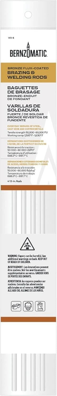 Bronze Flux-Coated Brazing and Welding Rods - Four 12 inch Rods for Everyday ...