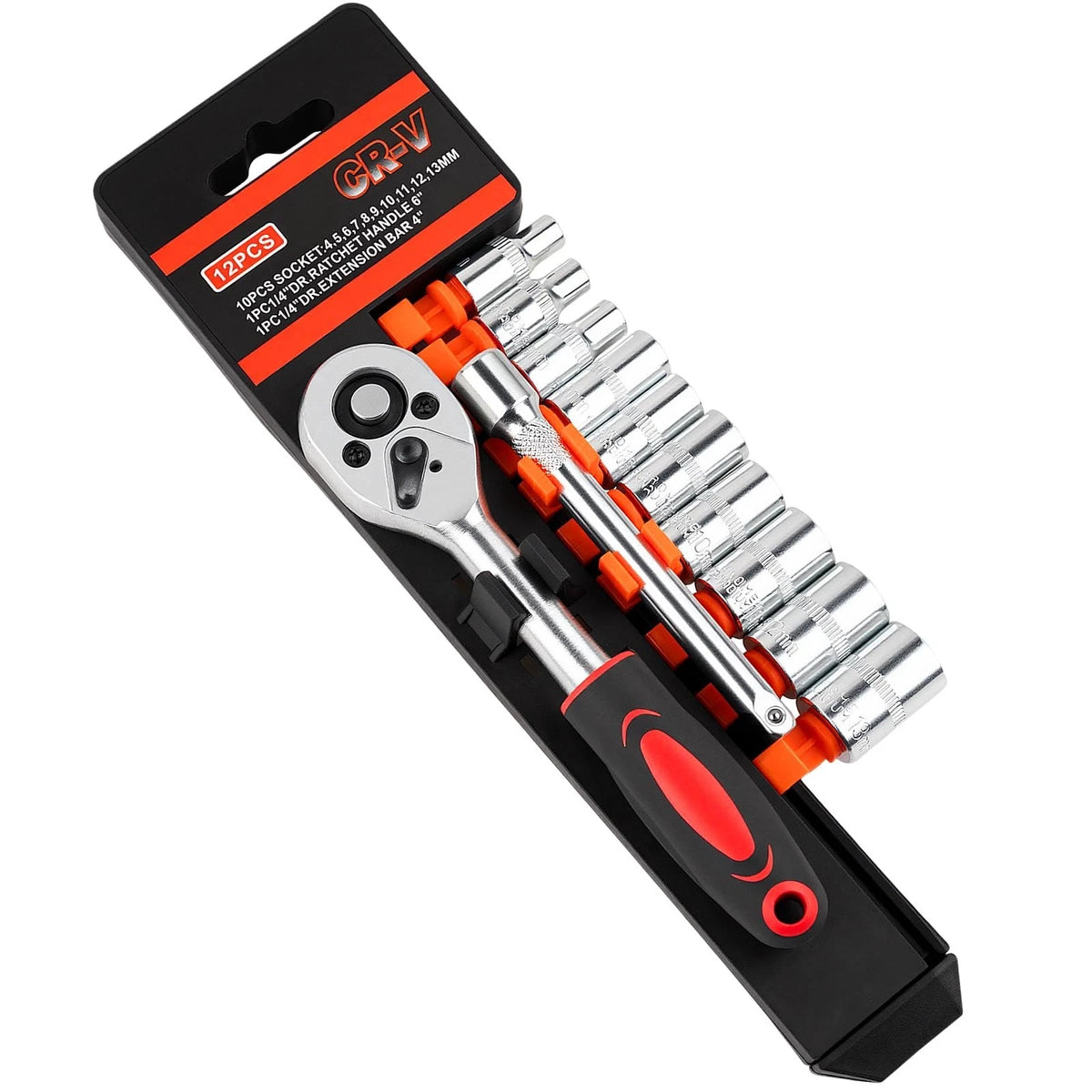 12PCS 1/4 Inch Drive Socket Set, Premium Mini Ratchet Socket Wrench Set, Small