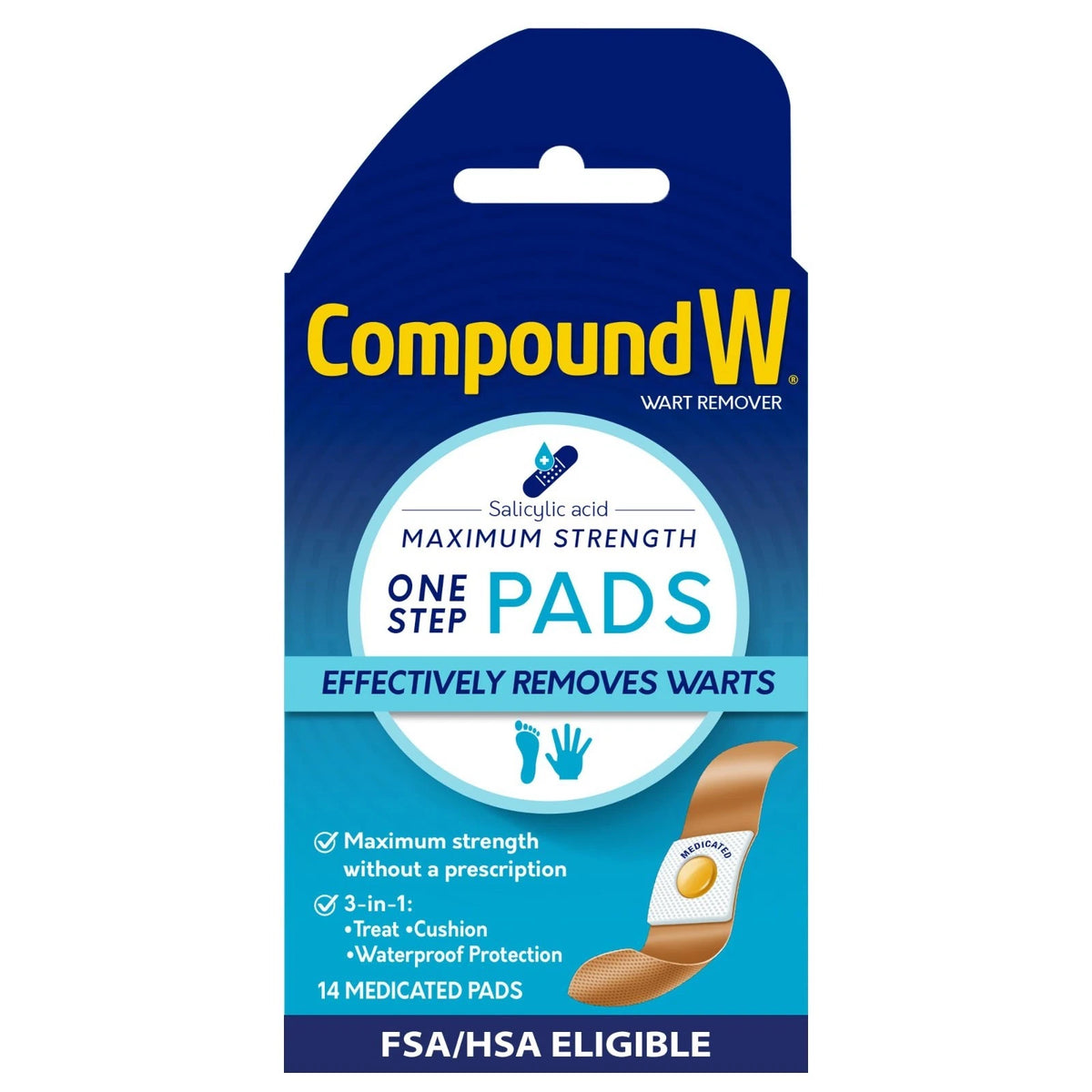 Wart Remover Maximum Strength One Step Pads, 14 Medicated Pads