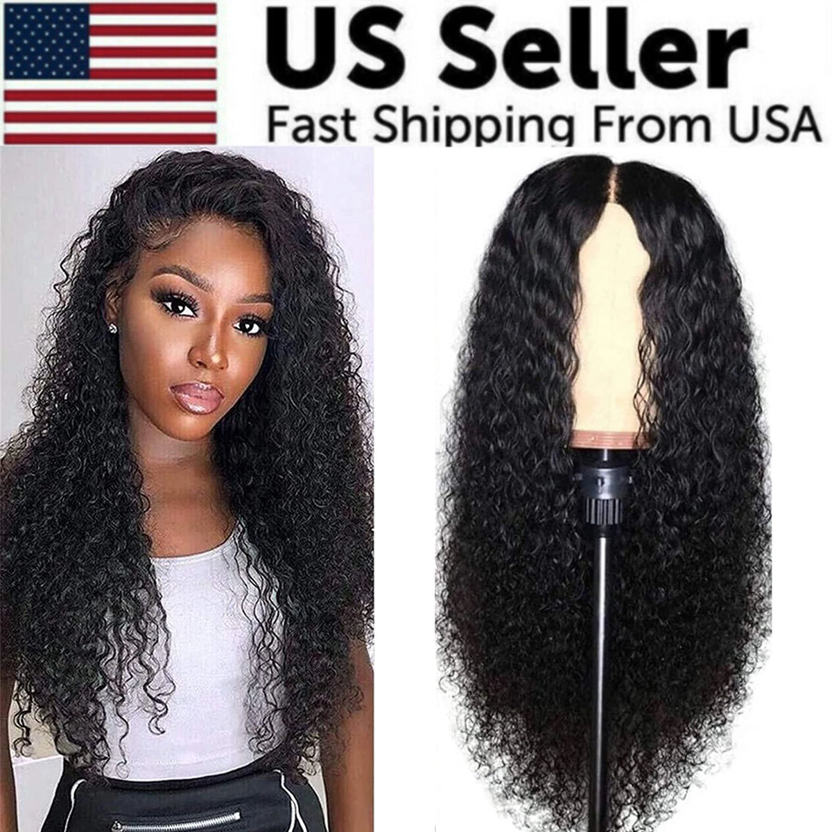 AA Hair Front Wig Womens Brazilian Human Long Curly Lace Wavy Hair Wigs US 2026