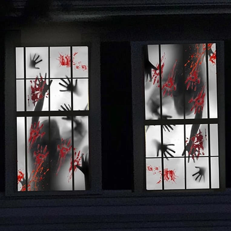 2PCS Halloween Large Window Decorations Door Cover, Window Clings Poster (59x30i
