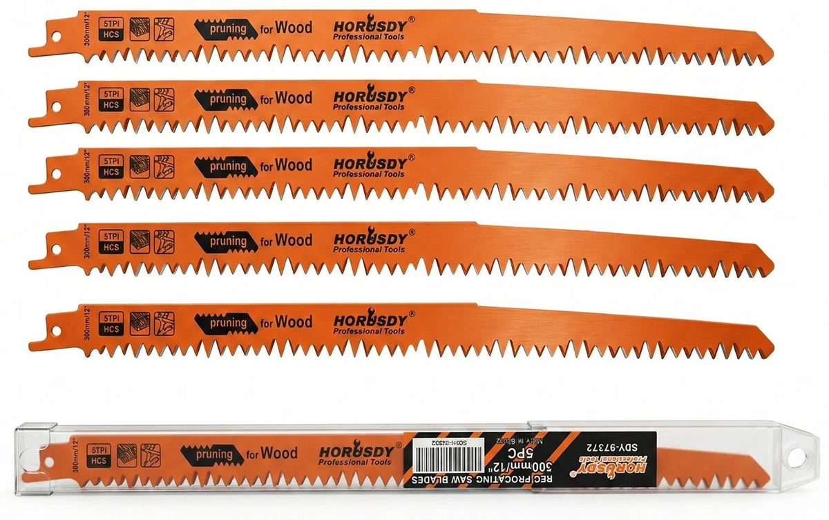 12-Inch Wood Pruning Reciprocating Saw Blades, 5 Pack, 5TPI Saw Blades