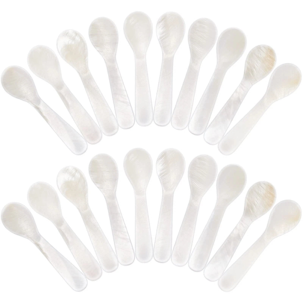 20 Pieces Set of Caviar Spoons Mother of Pearl Spoons with Handcraft Round Ha...