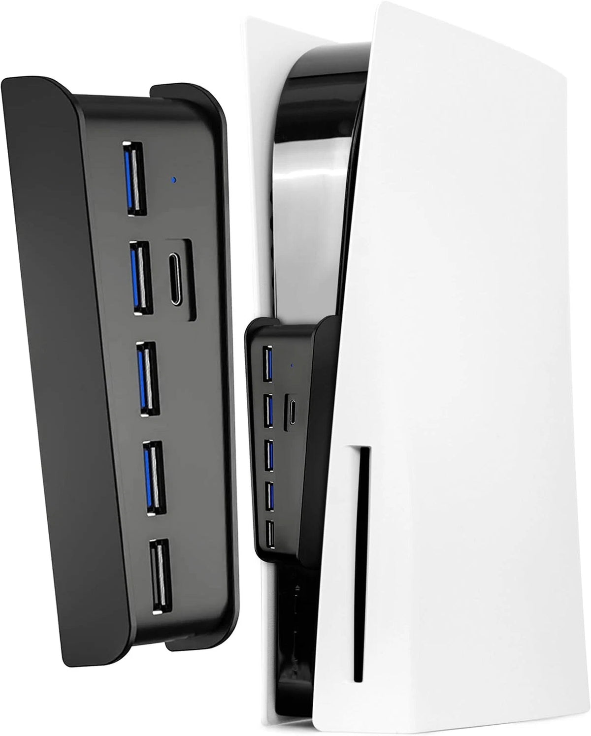 6 Ports USB Hub for PS5 Fat Console Port Expander Charging Adapter Black