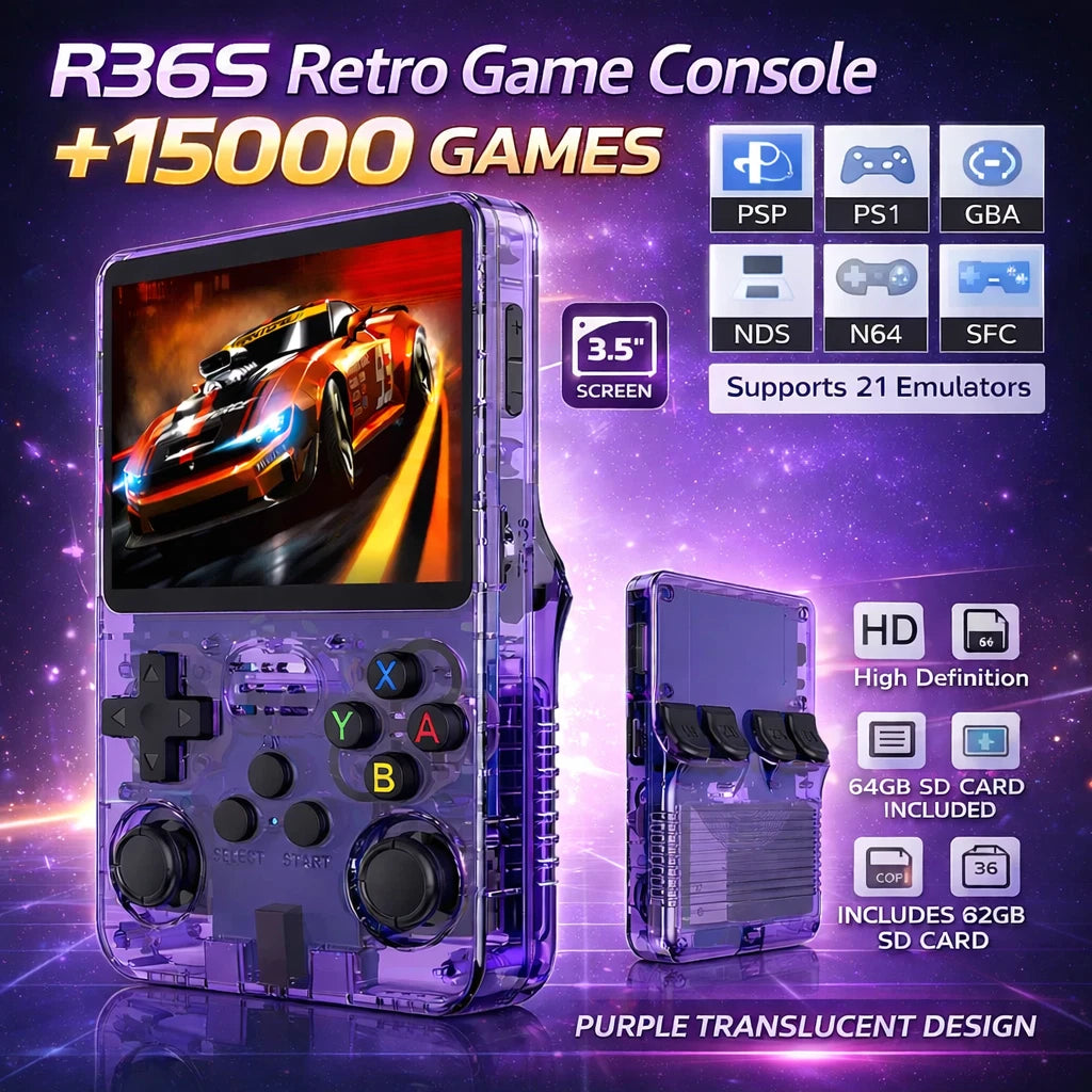 Retro R36S Portable Video Game Console, 128G games, Linux System, 3.5inch Screen