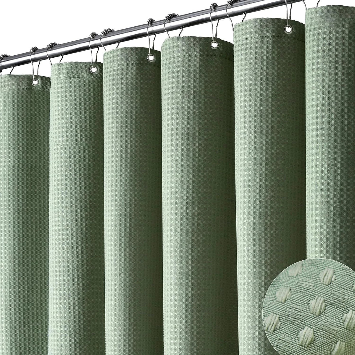 Dynamene Extra Long Shower Curtain,84 Inch Long Waffle Weave Weighted Thick Fabr