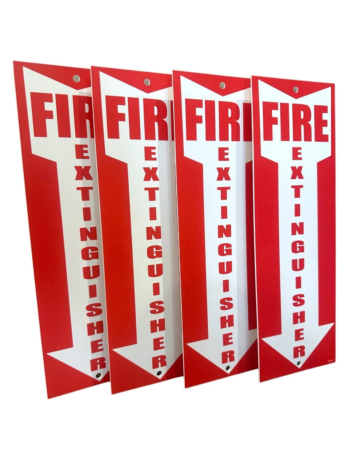 Fire Extinguisher Signs 4 Pack, 80 Mil Thick Plastic for Business & Office Use