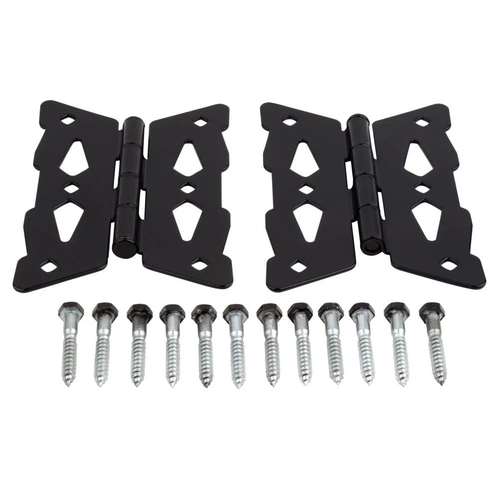 N109-218 SPB8443 2-Pack Decorative Butterfly Door Hinges Black Steel Gate Hinges