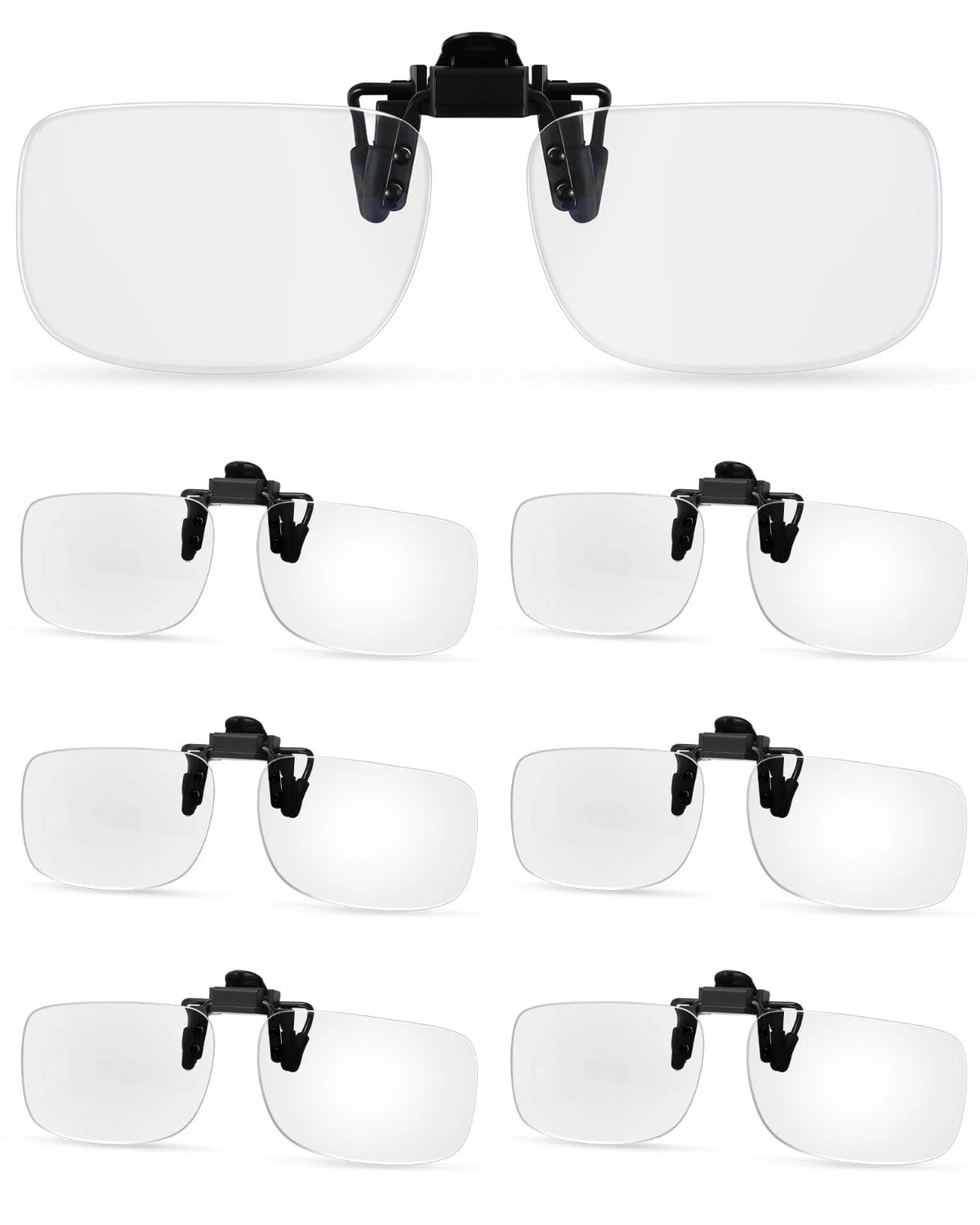 6 Pairs Clip on Reading Glasses, Flip up Magnifying Glasses 1.5X Blue Light B...