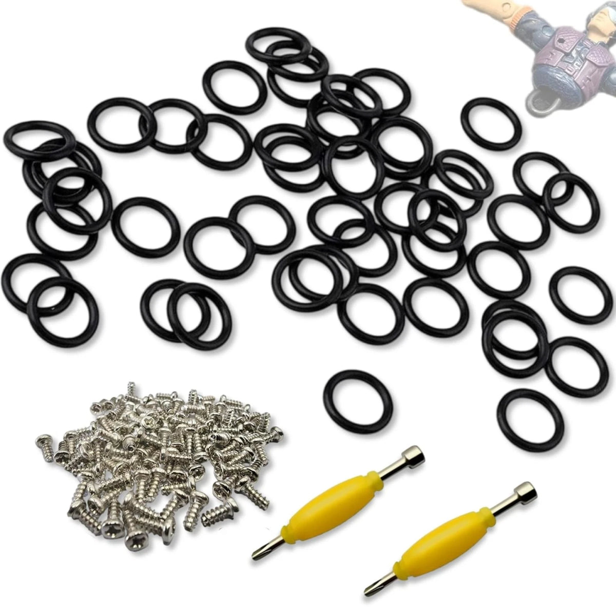 Replacement Parts for Vintage Action Figure Joints & Waistbands: 50-Pack O-Rings