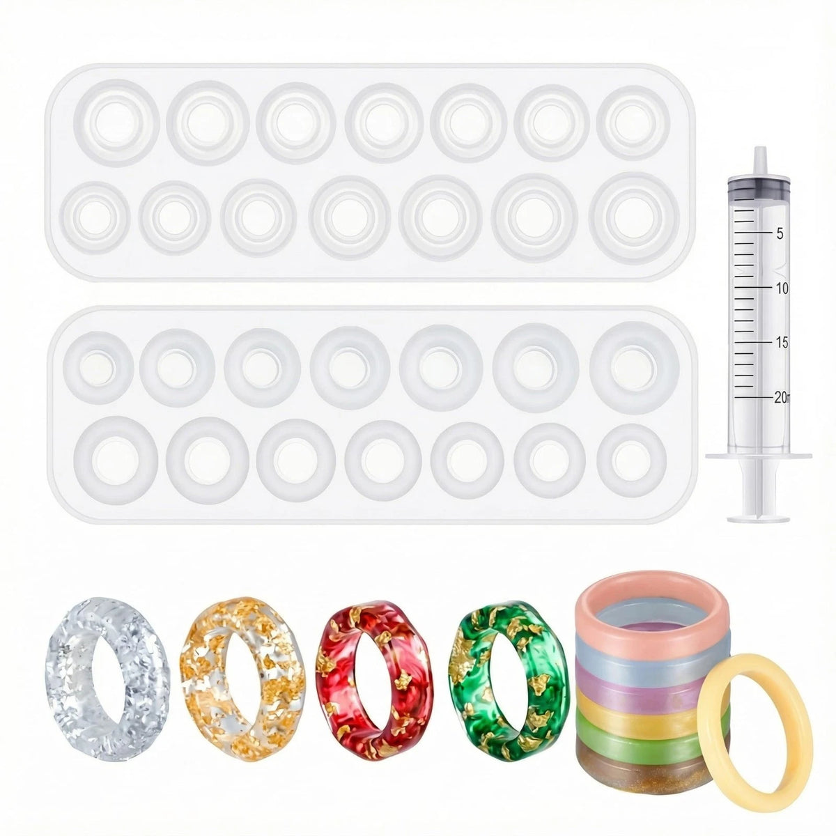 2 Pieces Resin Ring Molds Silicone Ring Molds Assorted Sizes Ring Casting Mold R