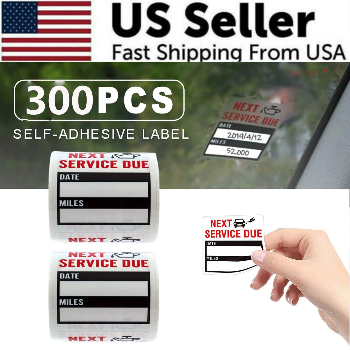 300 Oil Change Service Reminder Stickers Clear Window Lite Sticker Pack 2