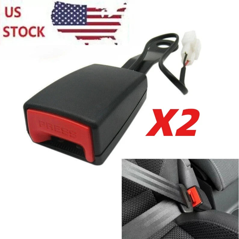 2PCS Universal Front Driver Safety Seat belt Buckle Plug Connector Warning Cable