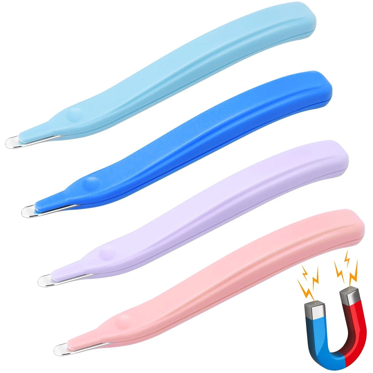 4 Pack Magnetic Staple Remover Tools, Professional Stapler 4 Pack, 4 Colors