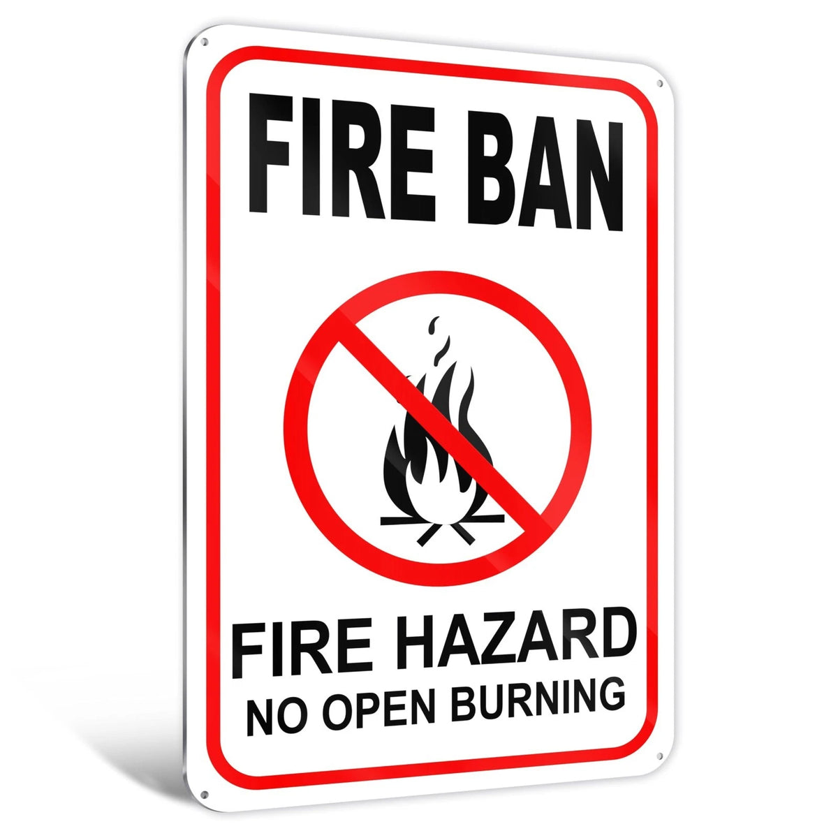 No Campfires Sign, 8x12 Reflective Aluminum Fire Ban Open 8х12 inches, red
