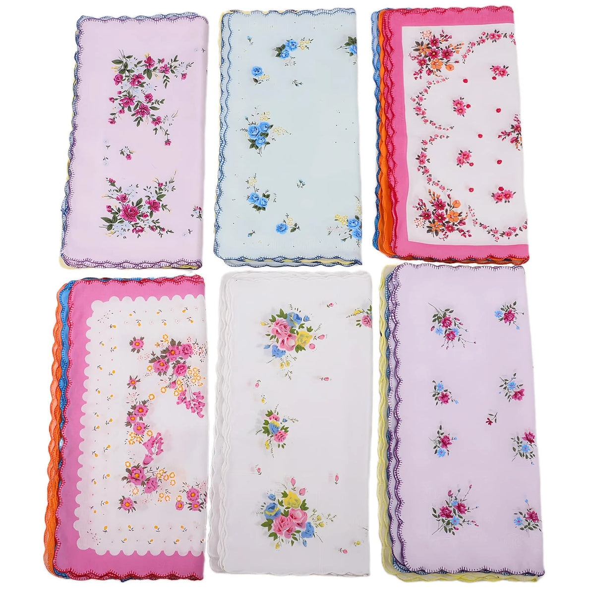 Soft Cotton Handkerchiefs for Women 12 Pack Vintage Ladies Hankies | 6 Flora...
