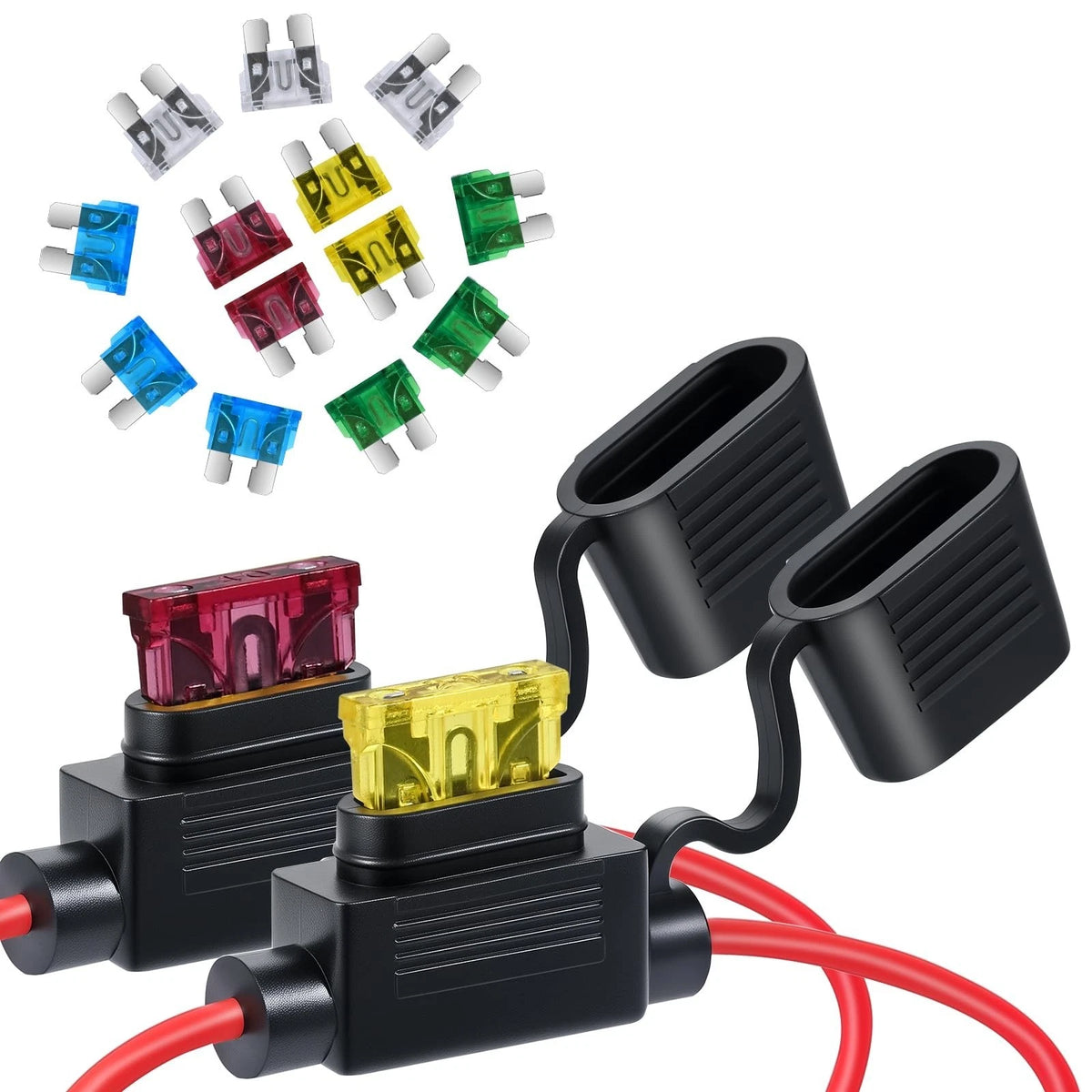 2 Pack 16 AWG Inline Fuse Holder 11.8 Inch 12V ATC/ATO Blade Fuse Holder with...