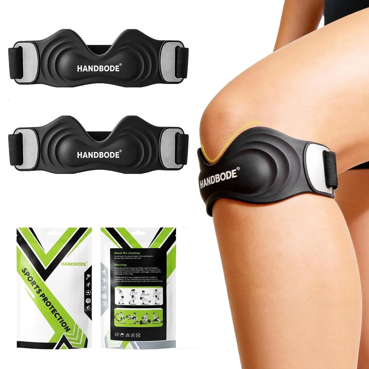 HANDBODE Patellar Tendon Support Strap, Silicone Knee Brace for men women, Adjus