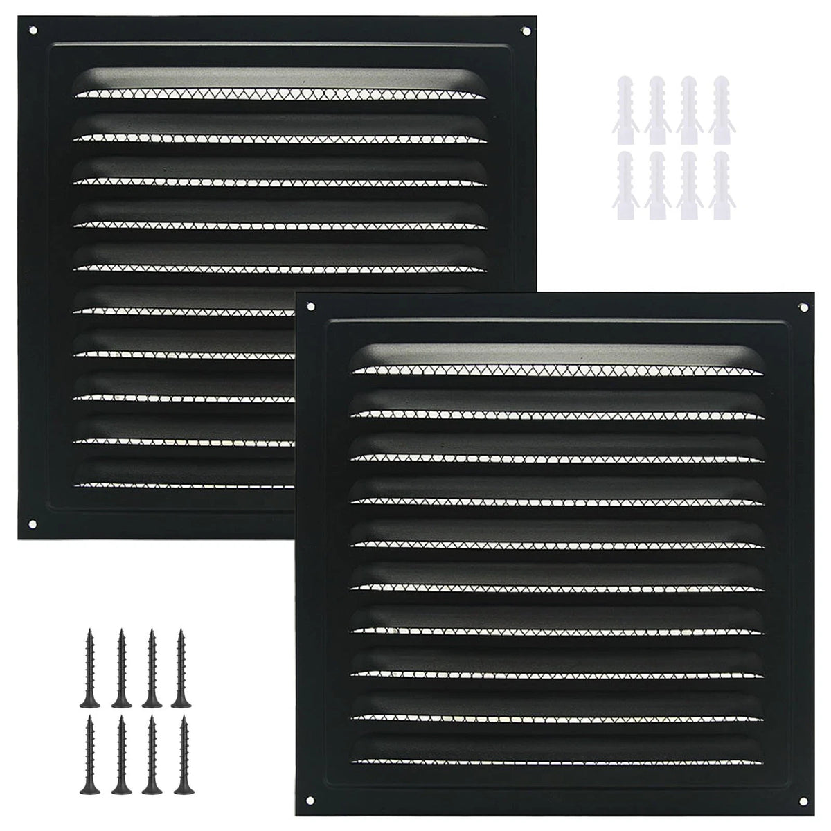 2Pcs 6x6 Aluminum Soffit Attic Vent Wall Louver Grille Insect Screen Black Vent