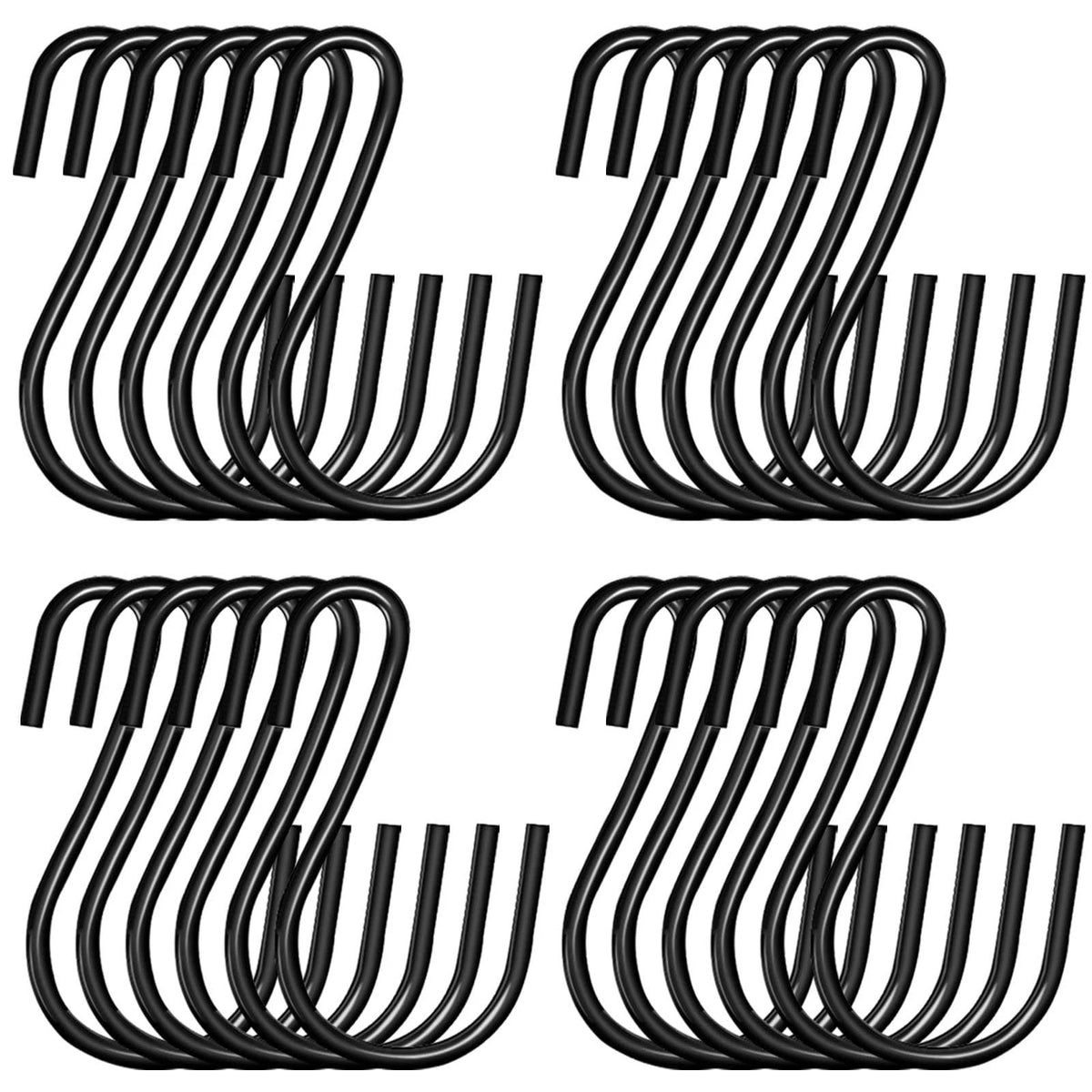 2 Inch Small S Hooks for Hanging, Heavy Duty Black S Hooks,Ornament Hooks for Ch