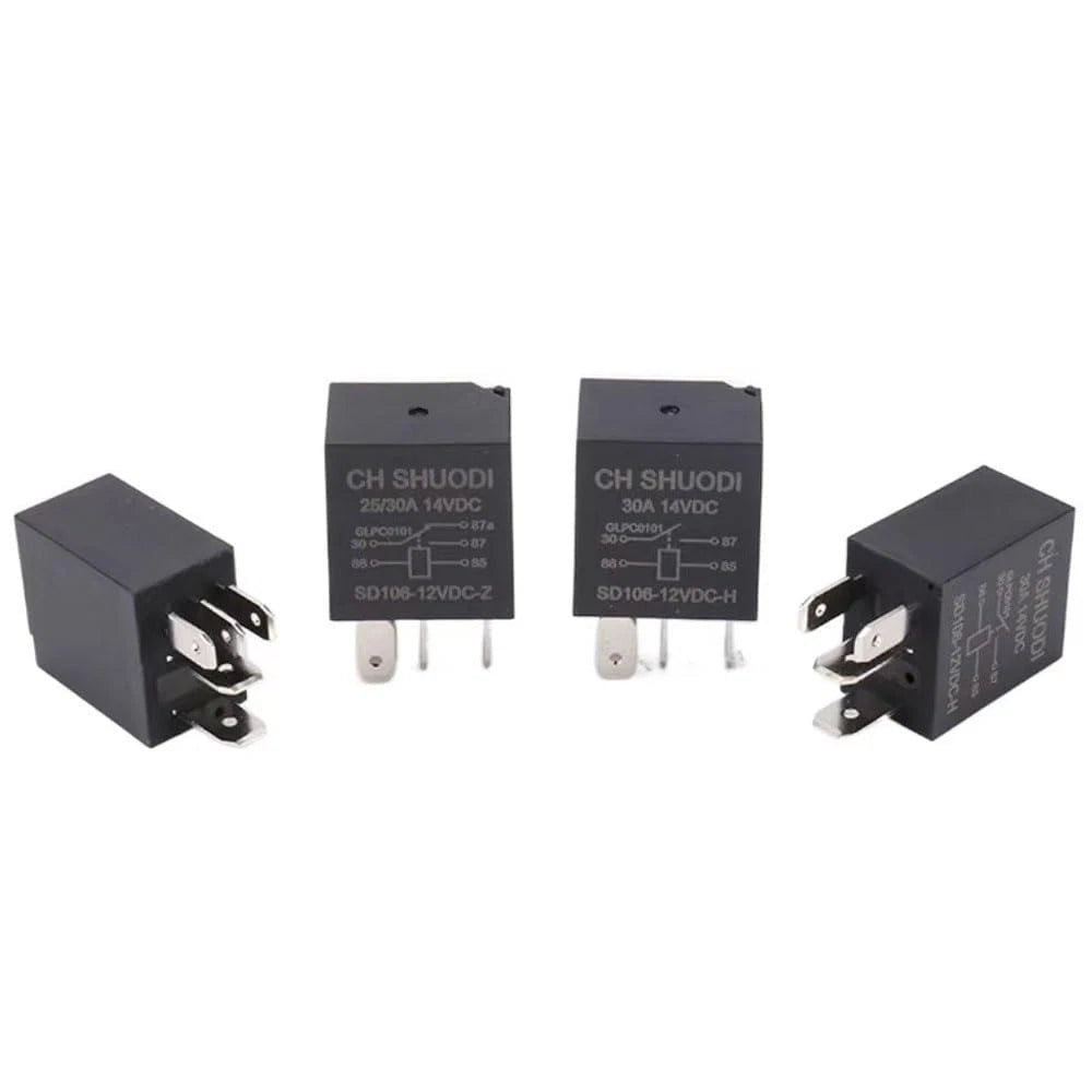 5 Pin 12V 30A Micro Relay 4 Pack - Small Multi-Purpose Automotive Starter Relay