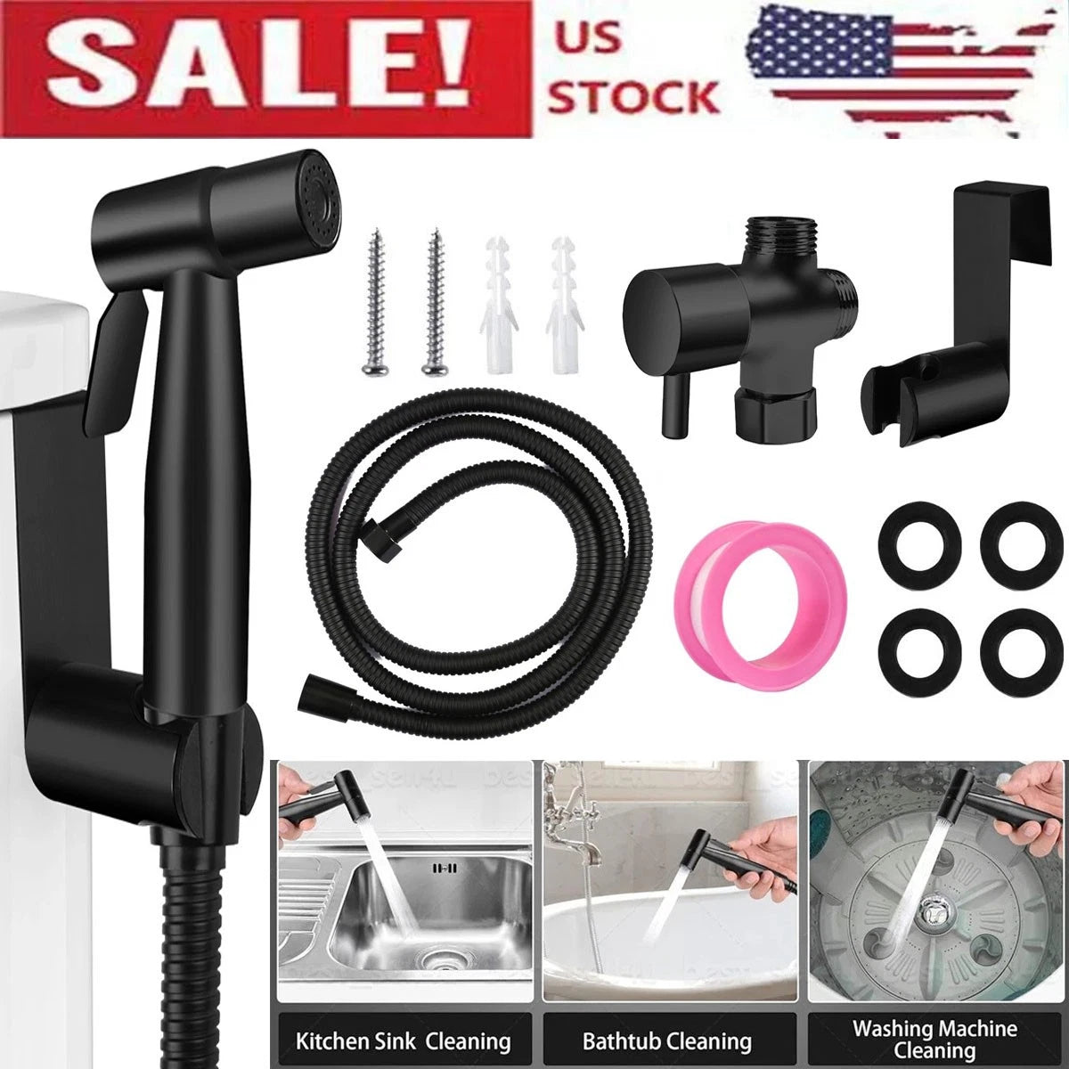 Toilet Shattaf Adapter Hose Bidet Spray 304 Stainless Steel Handheld Shower Head