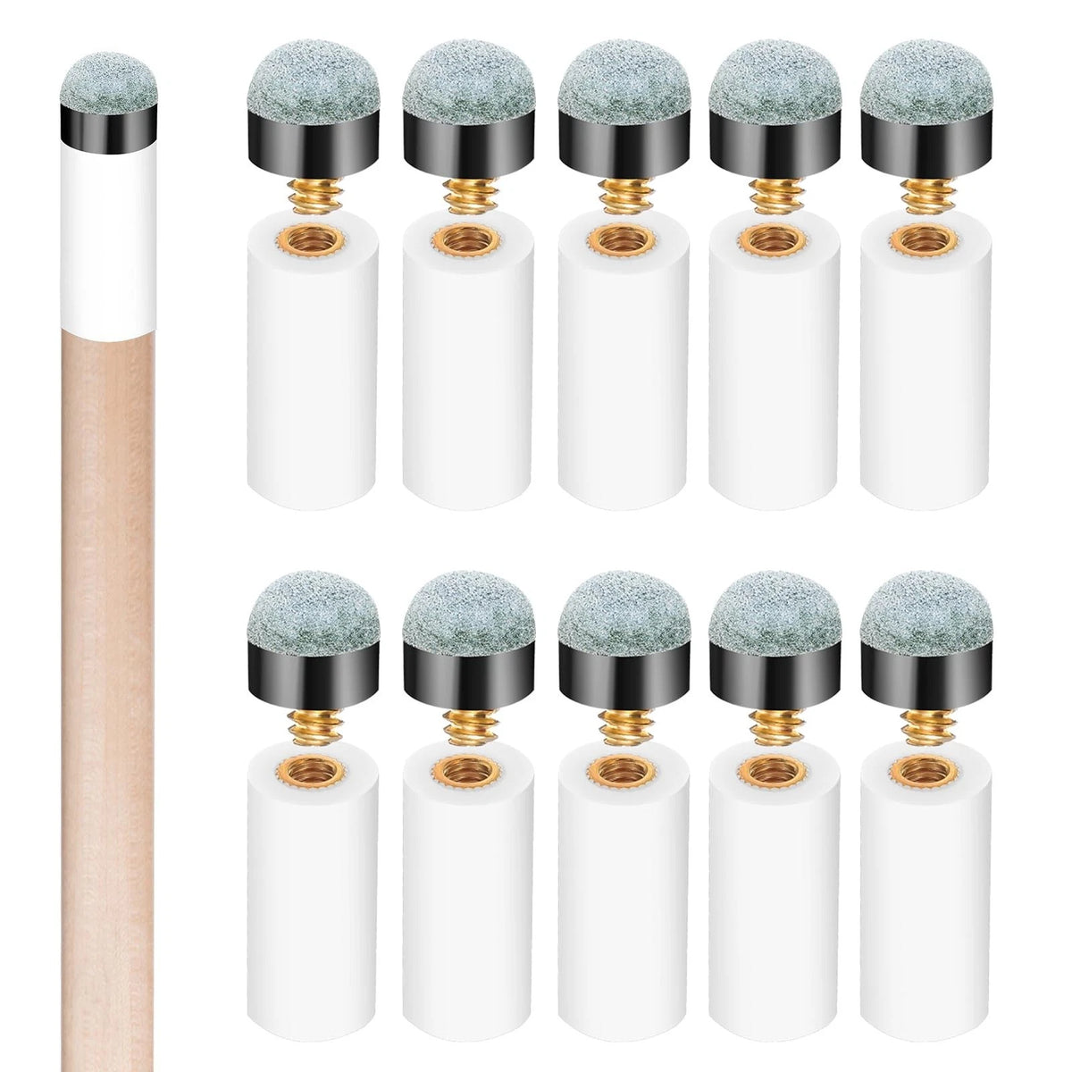 10 Sets Cue Tips for Pool Stick Billiard Cues Replacement Kit with...