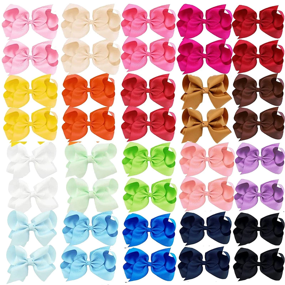 40PCS 4 Inch Hair Bows for Girls,Hand-made 4 (Pack of 40), Multi-colored