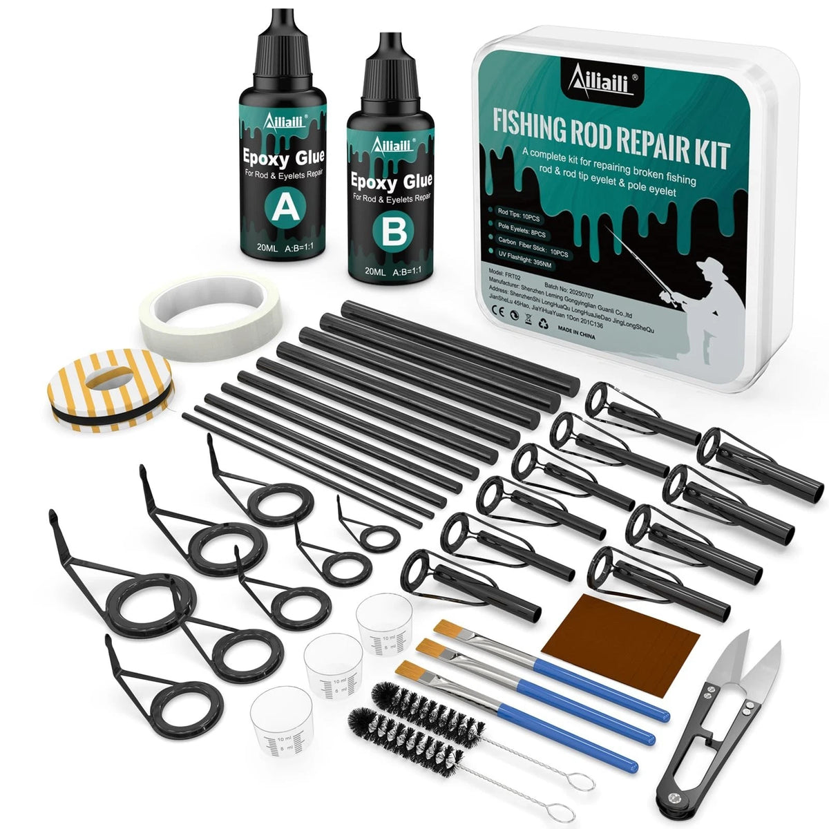 Fishing Rod Repair Kit 3-in-1 Fishing Pole Complete Supplies Kit Rod Tips