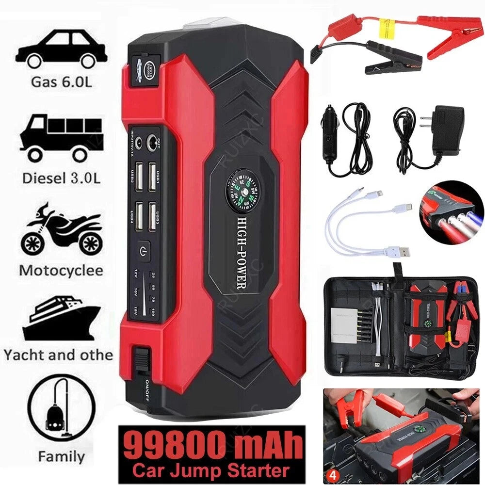 Car Jump Starter 100000mAh Booster Jumper Box Power Bank Battery Charger