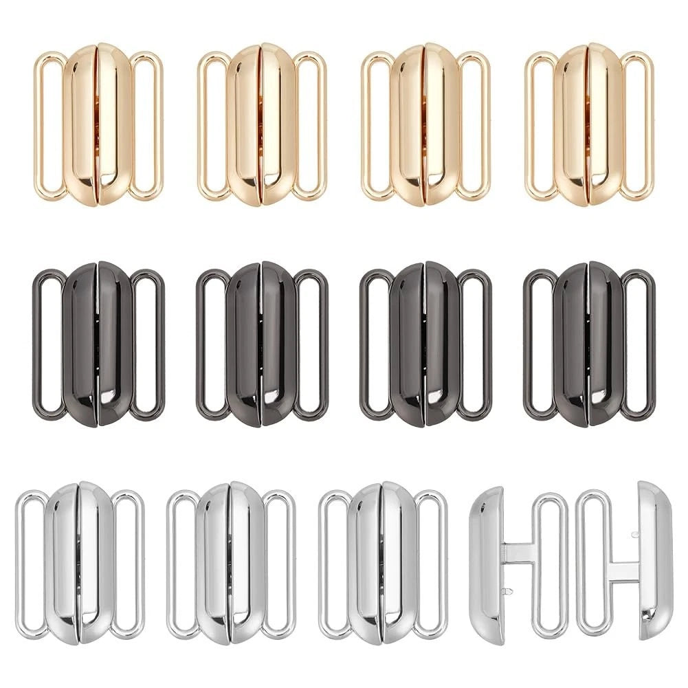 12 Sets 3 Colors Front Closing Bikini Clasp Clicker Closure 1'' Bra Closure Allo