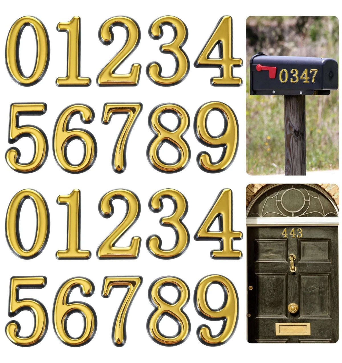 20Pcs Gold Mailbox Numbers, 2 Inch Mail Box Numbers for Mailbox Outside, Self...