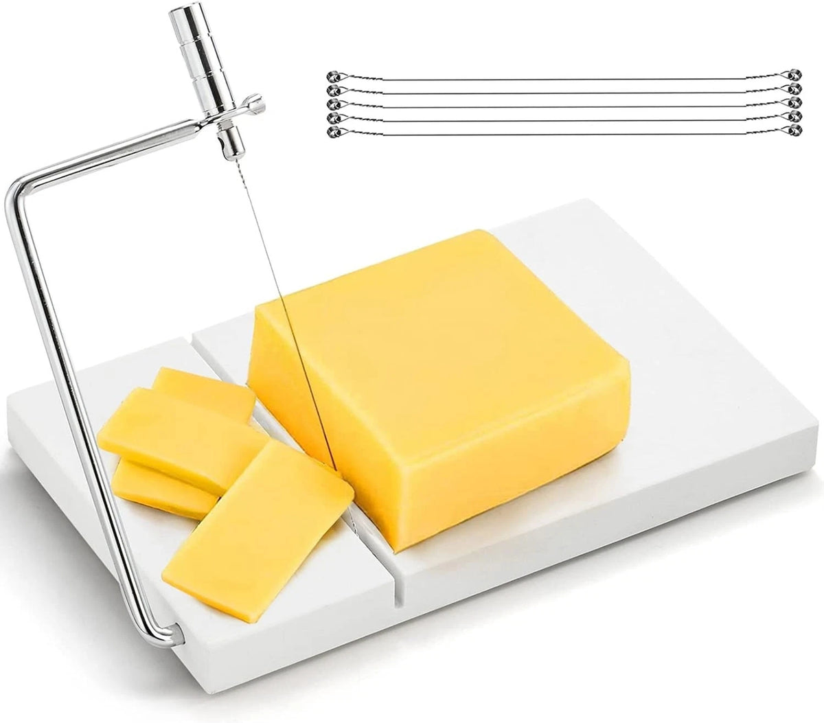 ZEAYEA Cheese Slicer, Marble Cheese Cutter with 6 Wires, 8