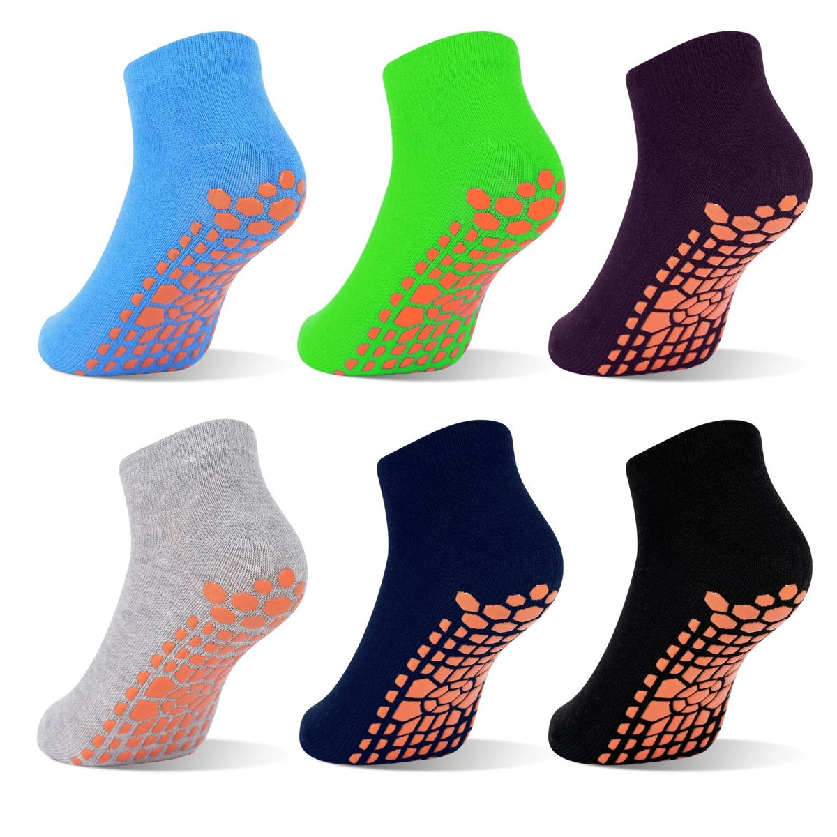 GRPSKCOS Boys Grip Socks 6 Pairs Kids Grip Socks Trampoline Sock AntiSkid Ank...