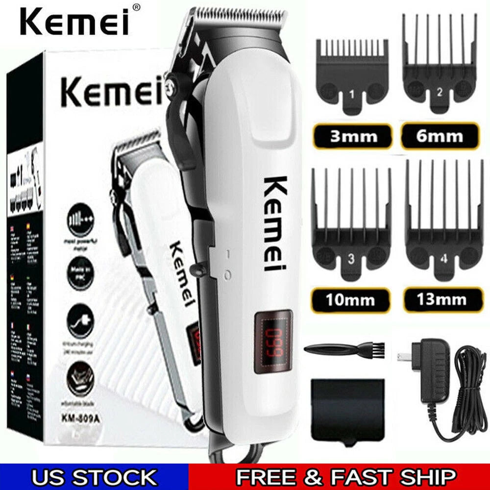 Kemei-809A-Mens-Pro-Hair-Clippers-Trimmer-Kit-Cutting-Machine-Barber-Salon-USA