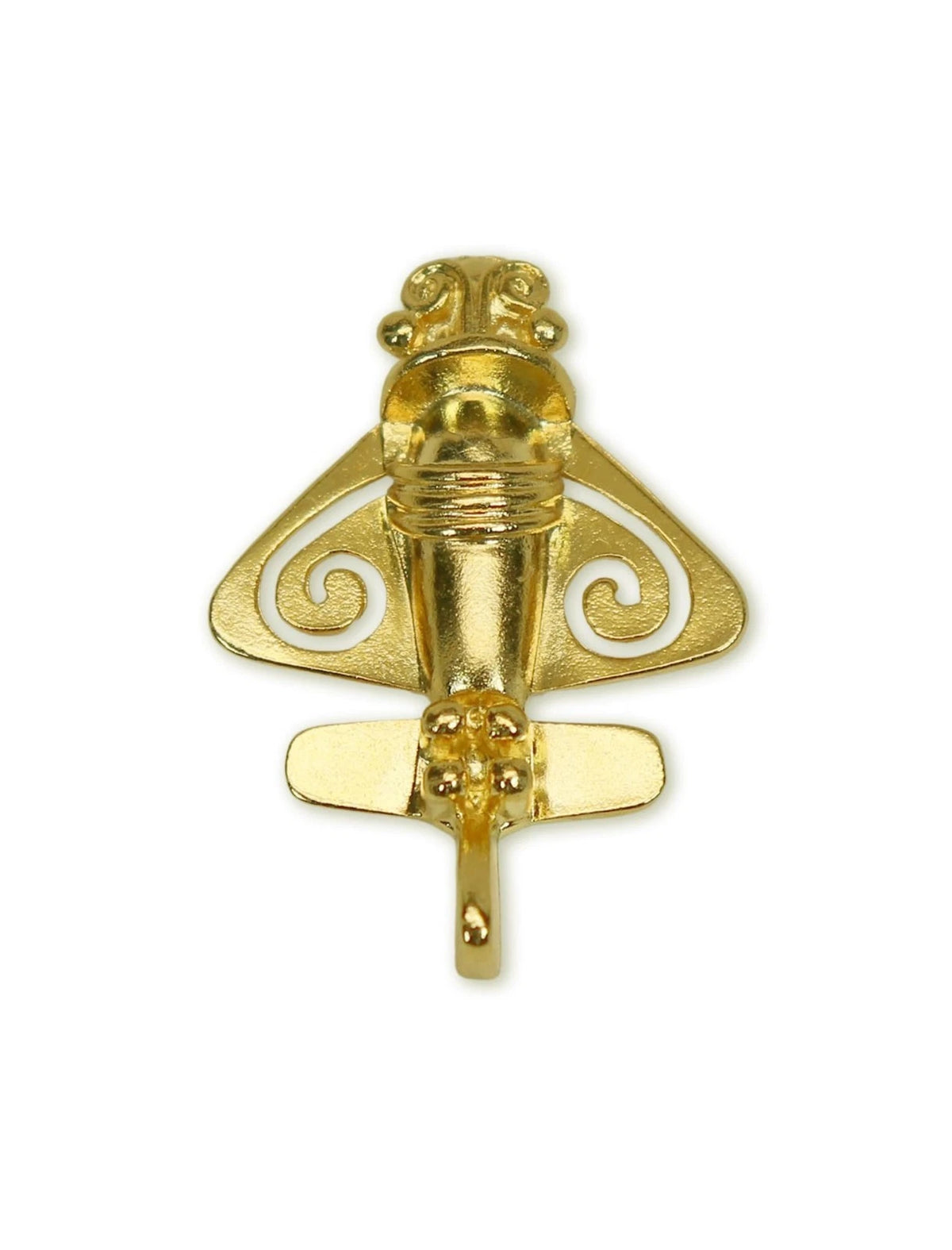 Quimbaya Flyer Pin 24K Gold Finish Pre-Colombian Ancient Alien Artifact Lapel, H